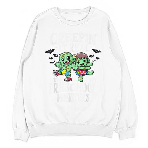 Creepin It Real Monster School Preschool Teacher Halloween Unisex Sweatshirt - teacherstshirts.com UK