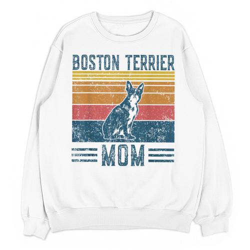 Dog Boston Terrier Mom Vintage Boston Terrier Mom Unisex Sweatshirt - Bostonterriersmerch.com