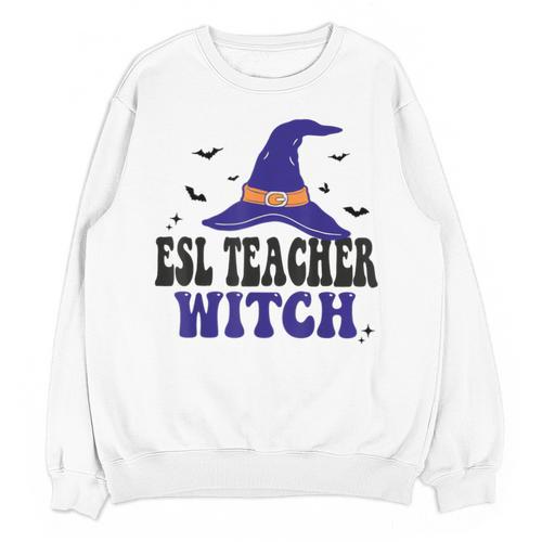 ESL Teacher Witch Halloween Matching Group Costume Unisex Sweatshirt - teacherstshirts.com