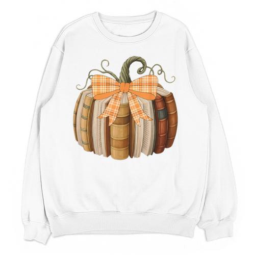 Fall Book Pumpkin Halloween Teacher Librarian Thanksgiving Unisex Sweatshirt - teacherstshirts.com CA