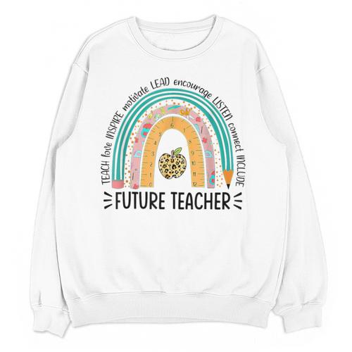 Future Teacher Cute Rainbow Leopard Teacher Outfit For Men Women Girls Kids Unisex Sweatshirt - teacherstshirts.com CA