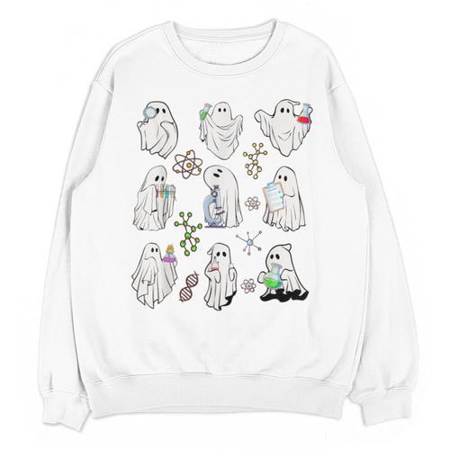 Ghost Science Teacher Chemistry Laboratory Halloween Costume Unisex Sweatshirt - teacherstshirts.com