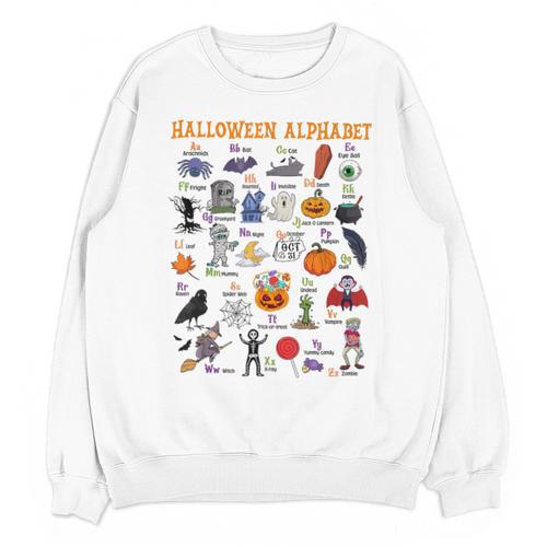 Halloween Alphabet ABCs Learning Kindergarten Teacher Unisex Sweatshirt - teacherstshirts.com
