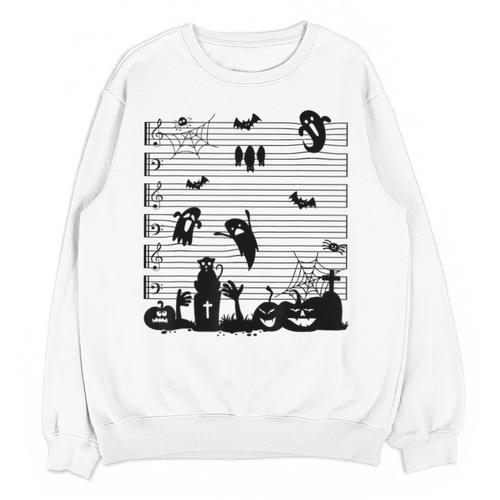 Halloween Music Note Clefs Spooky Ghost For Music Teacher Unisex Sweatshirt - teacherstshirts.com AU