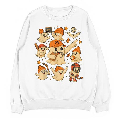 Halloween PE Teacher Costume Ghost Physical Education Unisex Sweatshirt - teacherstshirts.com DE