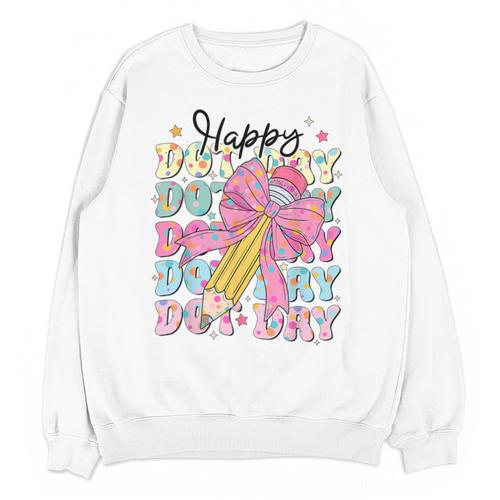 Happy Dot Day 2025 Coquette Bow Teachers Kids Boys Girls Unisex Sweatshirt - teacherstshirts.com