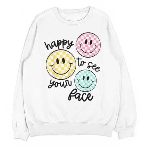 Happy To See Your Face Smile Face Teacher Back To School Unisex Sweatshirt - teacherstshirts.com