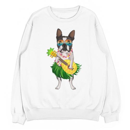 Hawaiian Boston Terrier Dog Pineapple Ukulele Summer For Men Women Girls Kids Unisex Sweatshirt - Bostonterriersmerch.com