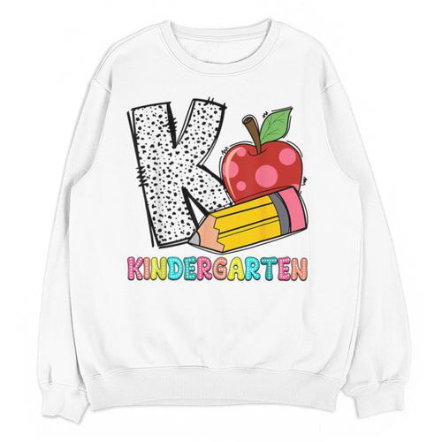 K Is For Kindergarten Teacher Pencil Apple Back To School Unisex Sweatshirt - teacherstshirts.com DE