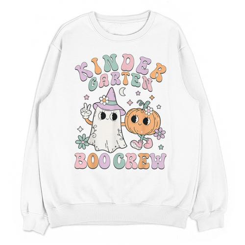 Kindergarten Boo Crew Halloween Floral Ghost Kinder Teacher Unisex Sweatshirt - teacherstshirts.com DE