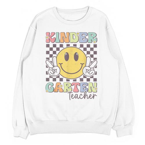 Kindergarten Teacher Team Hippie Smile Face Back To School Unisex Sweatshirt - teacherstshirts.com