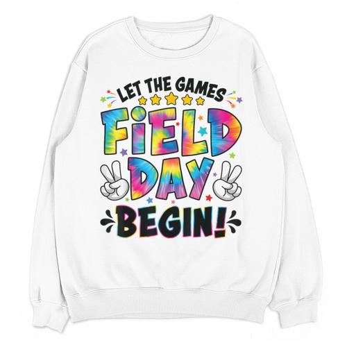 Let The Games Field Day Begin Tie Dye Adults Teacher Kids Unisex Sweatshirt - teacherstshirts.com AU