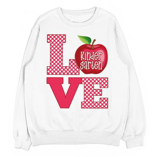 Love Kindergarten Cute Apple School Teacher Unisex Sweatshirt - teacherstshirts.com AU