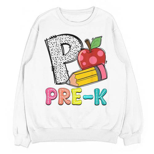 P Is For Pre-K Teacher Pencil Apple Back To School Unisex Sweatshirt - teacherstshirts.com