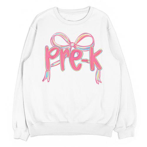 Preppy Pre k Back To School Pre-k Teachers Girls Cute Bow Unisex Sweatshirt - teacherstshirts.com UK