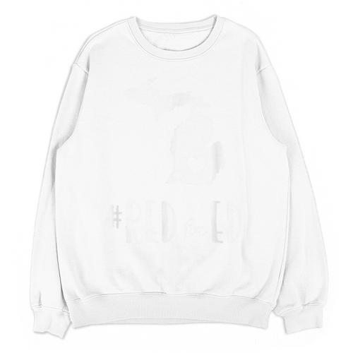 Red For Ed Michigan Teacher Public Education Unisex Sweatshirt - teacherstshirts.com DE