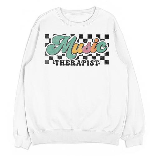 Retro Checkered Music Therapist Squad Music Therapy Teacher For Men Women Unisex Sweatshirt - teacherstshirts.com UK