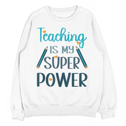 Retro Groovy Teaching Is My Super Power Teacher's Present Men Women Unisex Sweatshirt - teacherstshirts.com AU