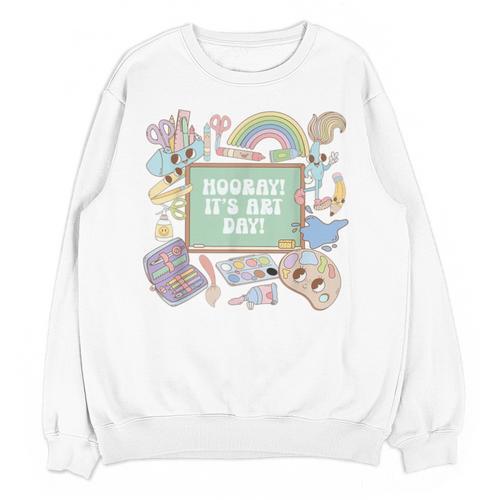 Retro Hooray It's Art Day Art Teacher Back To School Women Unisex Sweatshirt - teacherstshirts.com CA