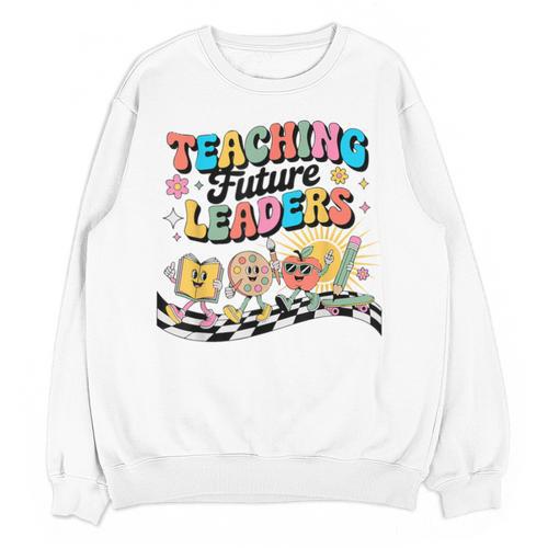 Retro Teaching Future Leaders Groovy Teacher Back To School Unisex Sweatshirt - teacherstshirts.com DE