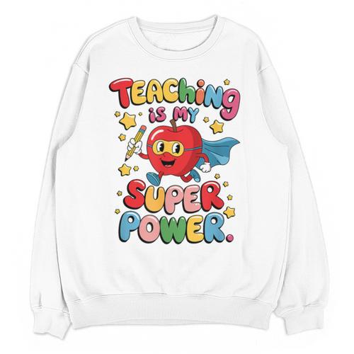 Retro Teaching Is My Superpower Apple Teacher Appreciation Unisex Sweatshirt - teacherstshirts.com