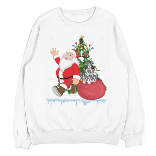 Santa Ugly Christmas Tree Lights Boston Terrier Dog Lover Unisex Sweatshirt - Bostonterriersmerch.com