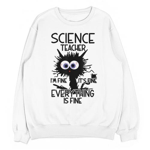 Science Teacher Appreciation Merch -Adults -Youth Grey Classic Fit Modern Science Theme Cartoon Unisex Sweatshirt - teacherstshirts.com AU