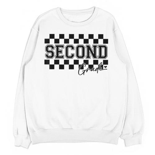 Second Grade Checkered Teacher 1st Day Back To School Women Unisex Sweatshirt - teacherstshirts.com CA