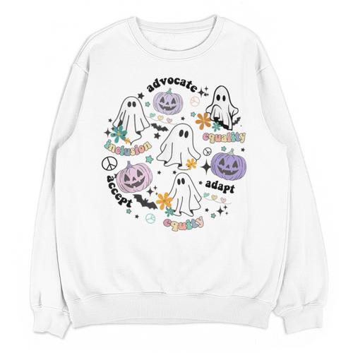 Special Education Teacher Halloween Pumpkin Ghost Inclusion Unisex Sweatshirt - teacherstshirts.com AU