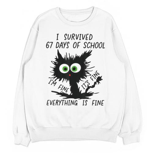 I Survived 67 Days Of School Teachers Students Humor Unisex Sweatshirt - teacherstshirts.com DE