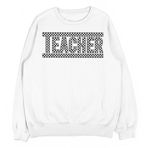 Teacher Checkered Racing Teacher Appreciation Men Women Unisex Sweatshirt - teacherstshirts.com UK