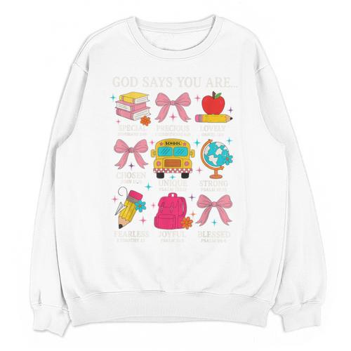Teacher Christian God Says I Am Faith Religious Bible Verse Unisex Sweatshirt - teacherstshirts.com AU