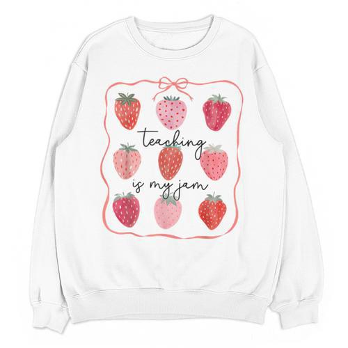 Teaching Is My Jam Teacher Team Crew Cute Strawberry Girls Unisex Sweatshirt - teacherstshirts.com DE