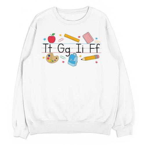 TGIF Teacher Alphabet Kindergarten Teacher Appreciation Unisex Sweatshirt - teacherstshirts.com DE