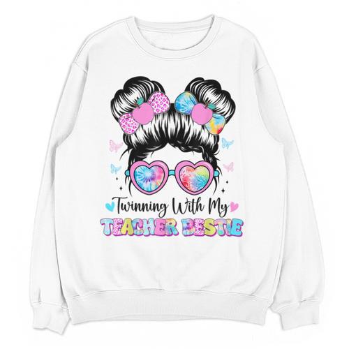Twinning With My Teacher Bestie Twin Day Friends Teacher Unisex Sweatshirt - teacherstshirts.com DE