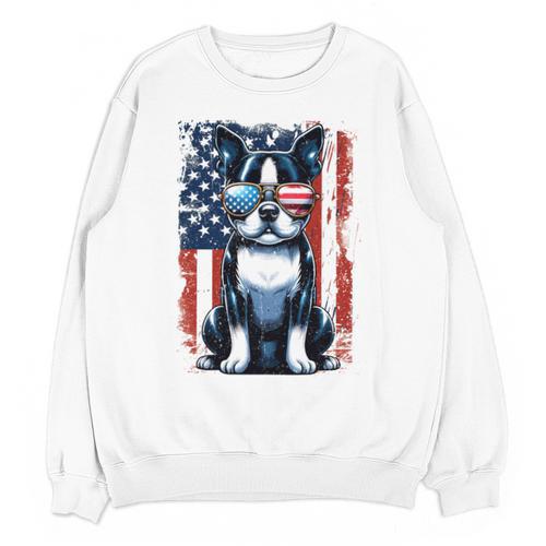 Vintage Boston Terrier Dog American USA US Flag Pets Lovers Unisex Sweatshirt - Bostonterriersmerch.com