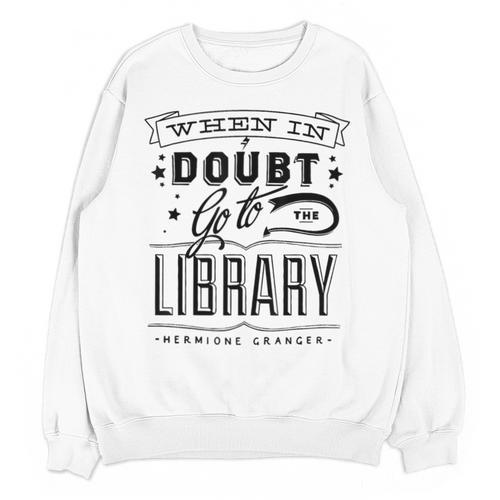 When In Doubt Go To The Library Teacher Vintage Book Lovers Unisex Sweatshirt - teacherstshirts.com UK