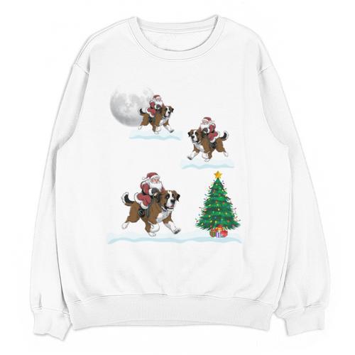 Xmas Lighting Tree Santa Riding Boston Terrier Christmas Unisex Sweatshirt - Bostonterriersmerch.com