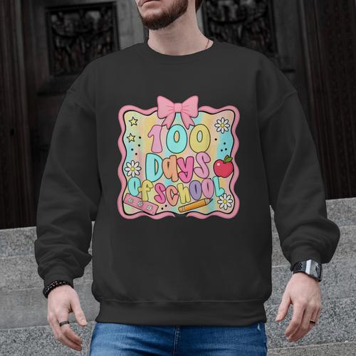 100 Days Of School Preppy 100th Day Of School Teacher Kids Men Graphic Sweatshirt - teacherstshirts.com CA
