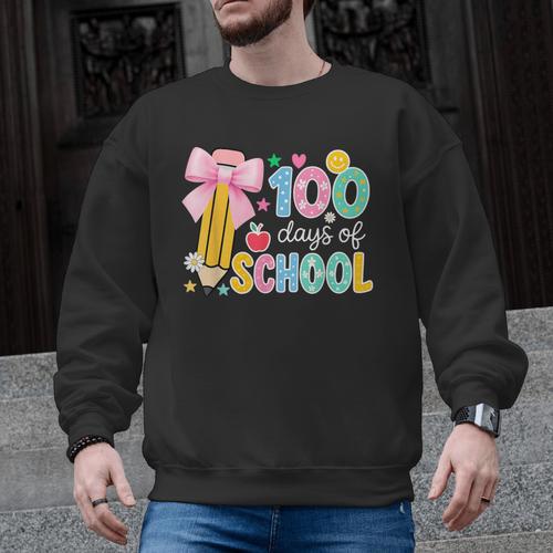 100 Days Of School Preppy 100th Day Of School Teachers Girls Men Graphic Sweatshirt - teacherstshirts.com AU