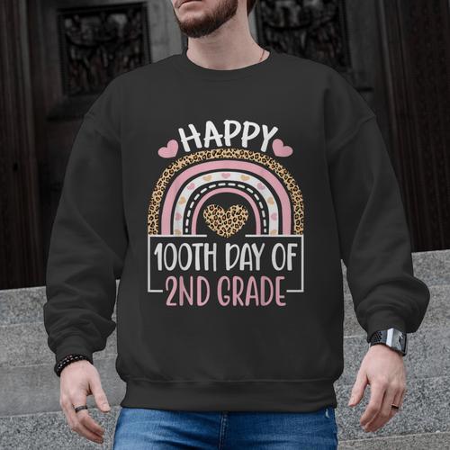 100th Day Of 2nd Grade 100 Days Of School Teacher Men Graphic Sweatshirt - teacherstshirts.com DE