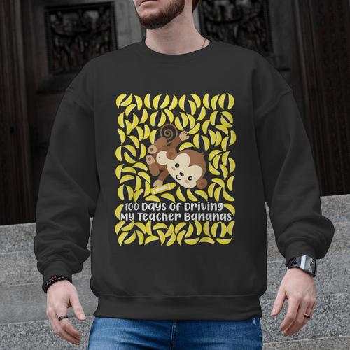 100th Day Of School Teacher Monkey Pun Banana For Men Women Girls Kids Men Graphic Sweatshirt - teacherstshirts.com
