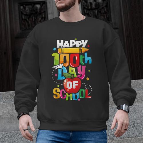 100th Day Of School Teachers Kids Child Happy 100 Days Men Graphic Sweatshirt - teacherstshirts.com AU