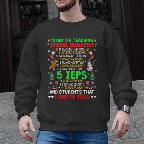 12 Days Of Teaching Special Education IEPS SPED Teacher Xmas Men Graphic Sweatshirt - teacherstshirts.com AU