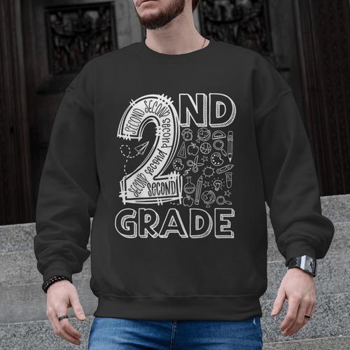 2nd Grade Typography Team 2nd Grade Teacher Back To School Men Graphic Sweatshirt - teacherstshirts.com UK