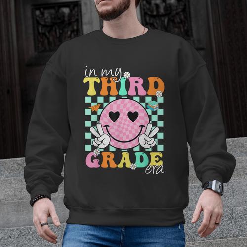 In My 3rd Grade Era Back To School Smile Face Teacher Kid Men Graphic Sweatshirt - teacherstshirts.com AU