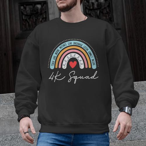 4K Squad Crew Team Teacher Kindergarten Kinder Elementary Men Graphic Sweatshirt - teacherstshirts.com