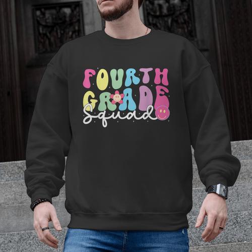 4th Grade Squad Fourth Teacher Student Team Back To School Men Graphic Sweatshirt - teacherstshirts.com UK