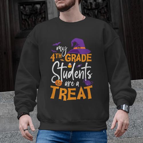 My 4th Grade Students Are a Treat Teacher Halloween Witch For Men Women Kids Men Graphic Sweatshirt - teacherstshirts.com UK