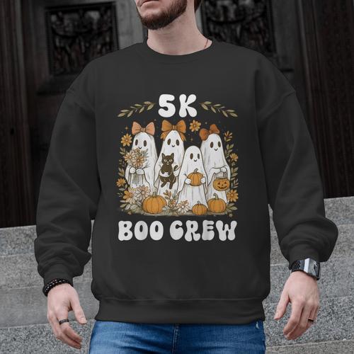 5K Boo Crew Halloween Teacher K5 Floral Ghost Trick Or Teach Men Graphic Sweatshirt - teacherstshirts.com
